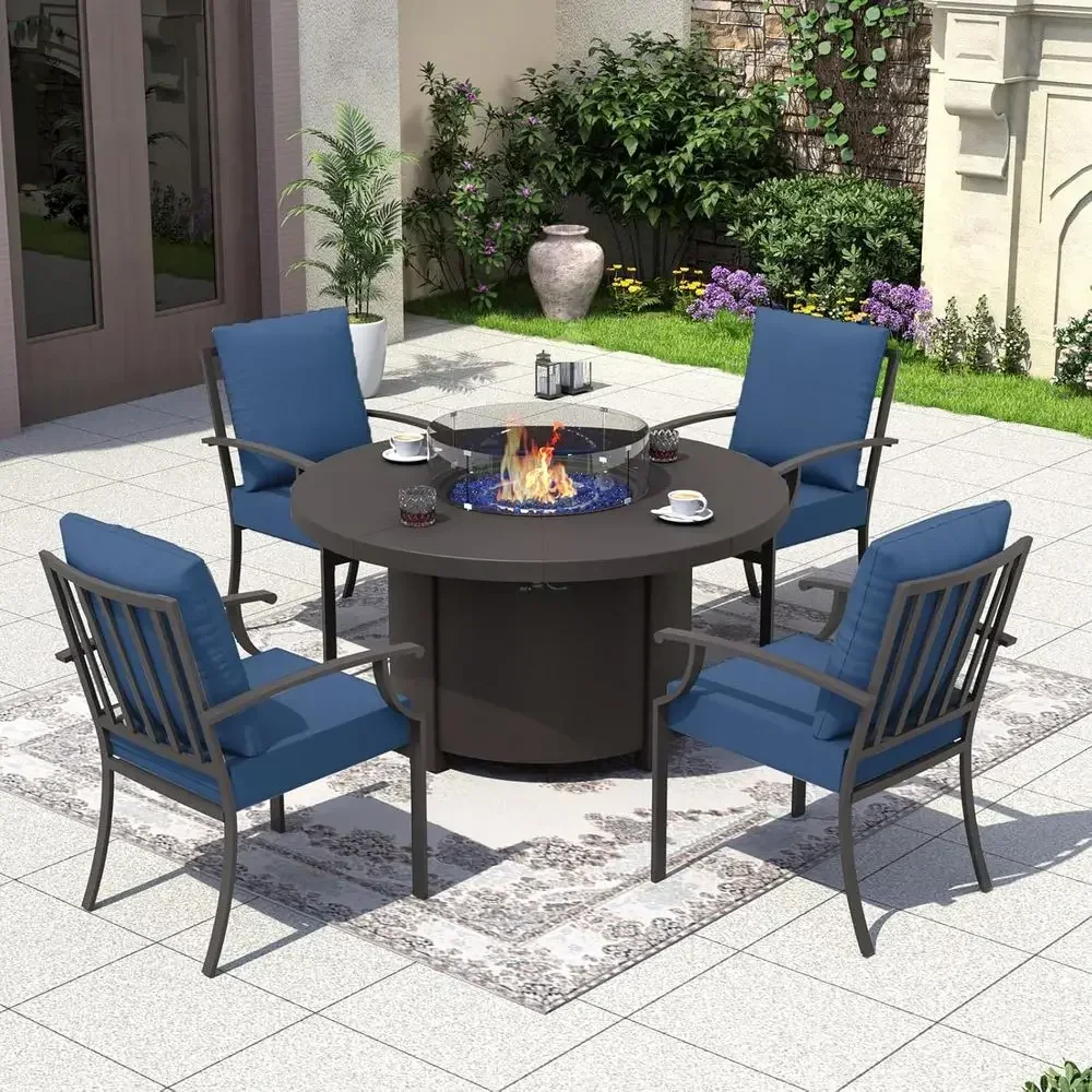 Outdoor Furniture Fire Table - Set Furnitur Teras Luar Ruangan 5-Potong