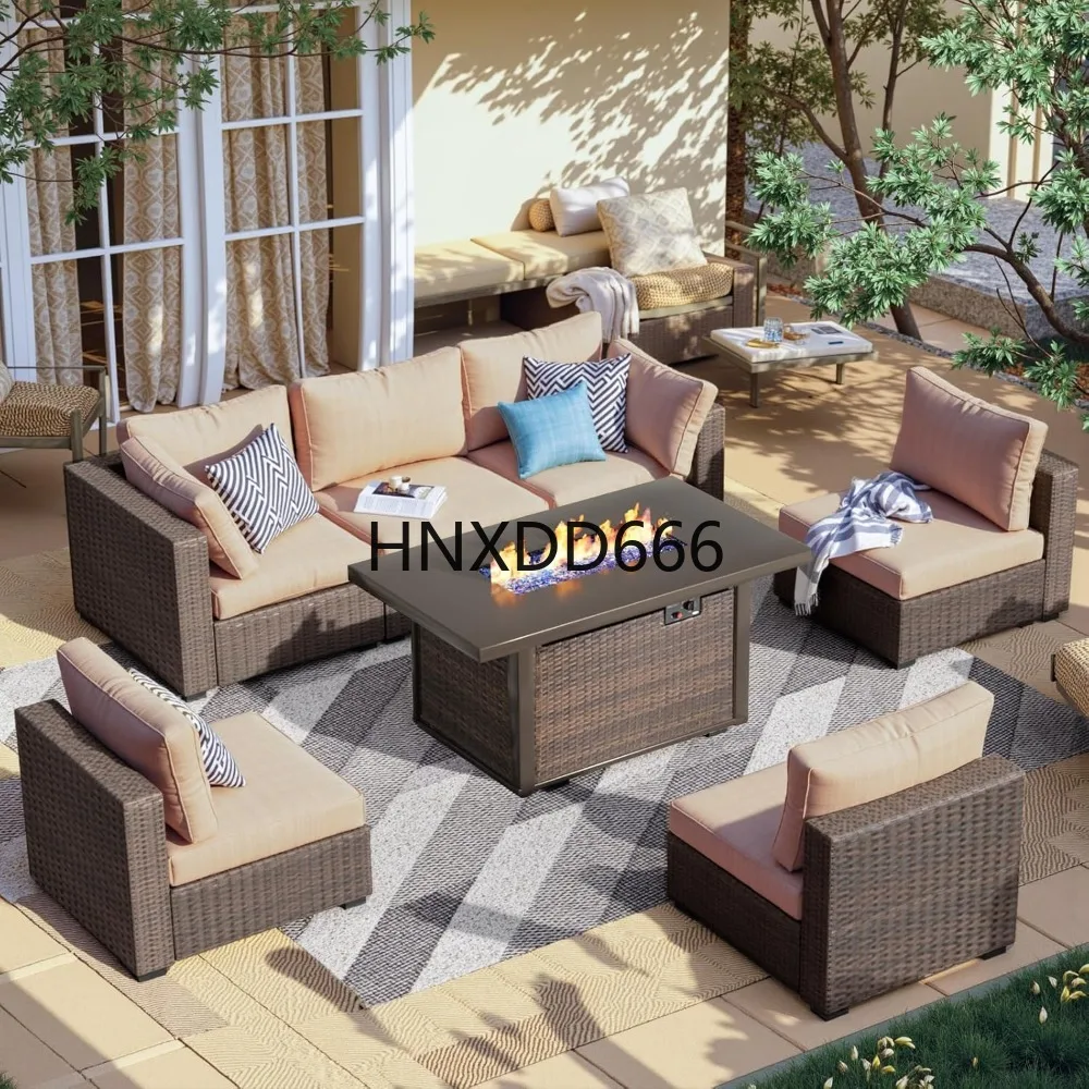 Outdoor Furniture Fire Table - Set Furnitur Teras 7 Buah dengan