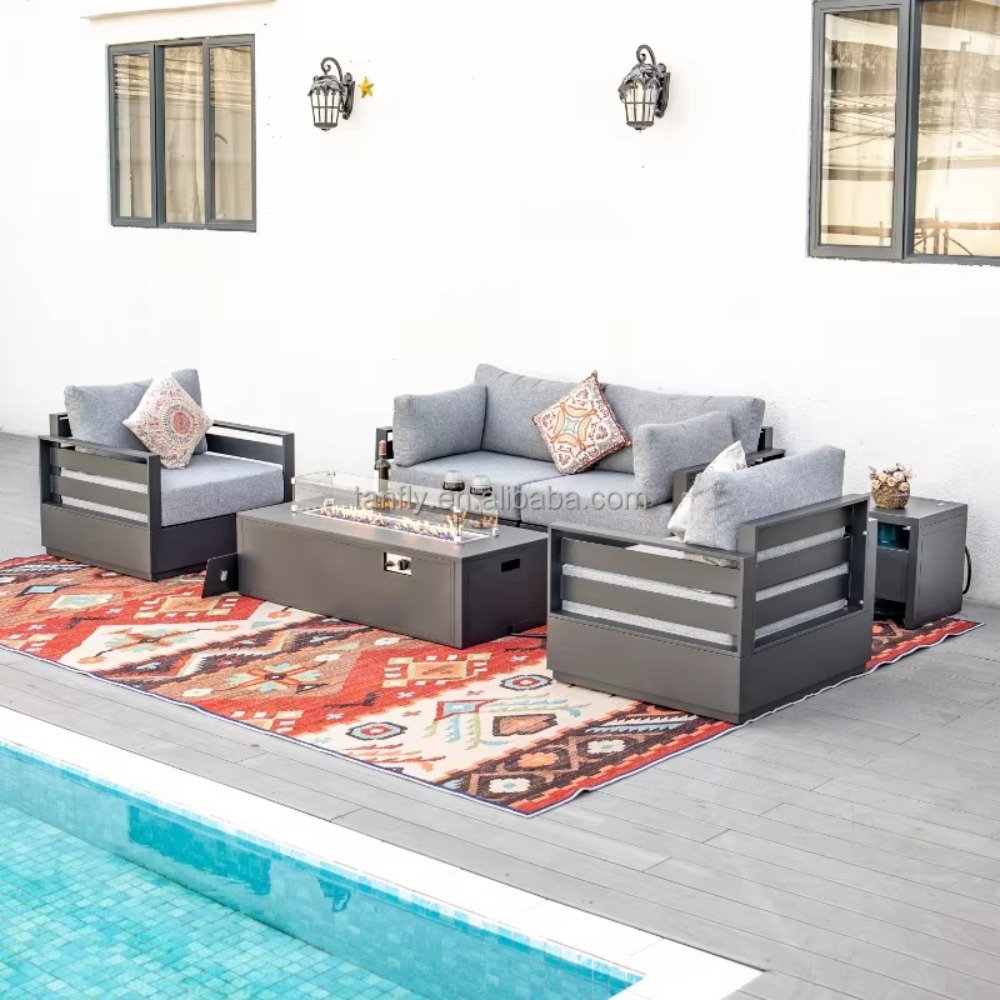 Outdoor Furniture Fire Table - Set Furnitur Taman Modern Aluminium untuk