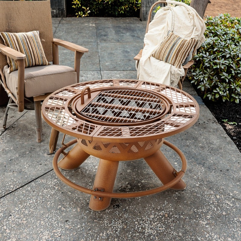 Outdoor Furniture Fire Table - Set Pemanggang Barbekyu & Perapian Luar