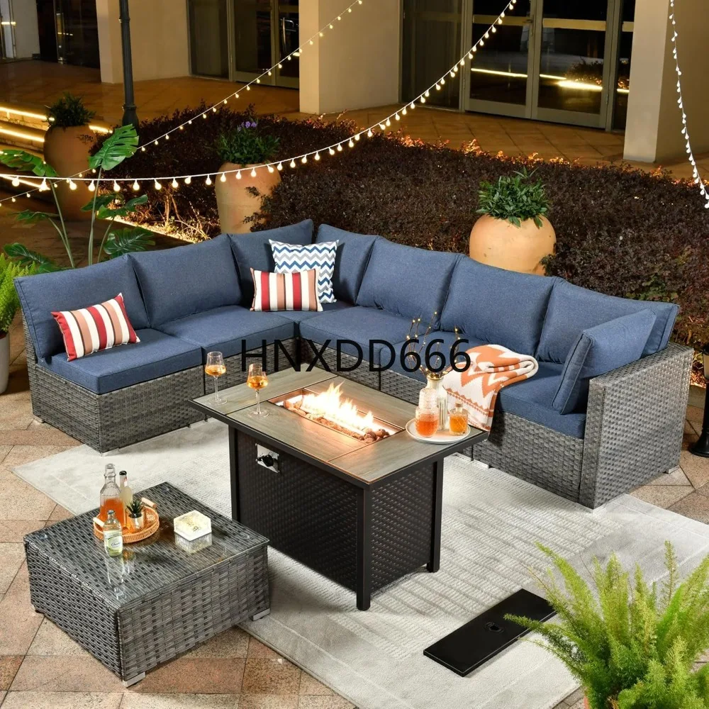 Outdoor Furniture Fire Table - Set Furnitur Teras 8 Bagian untuk