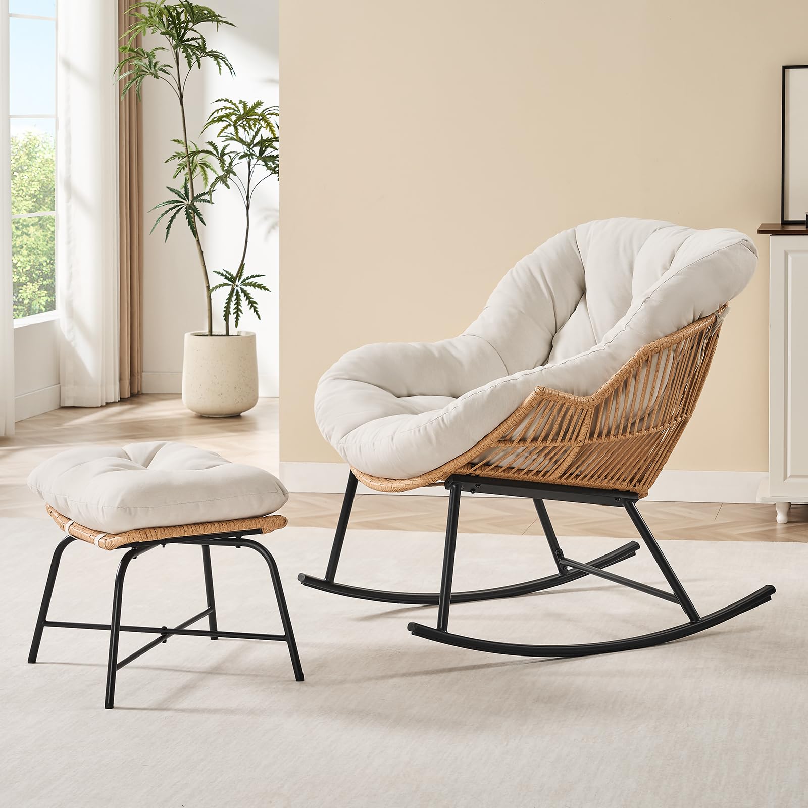 Kursi Goyang Papasan Rotan Abu - Outdoor Furniture Egg Chair ulasan dan harga