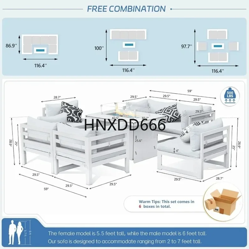 Set Sofa Teras Luar Ruangan 7- - Outdoor Furniture Fire Table ulasan dan harga