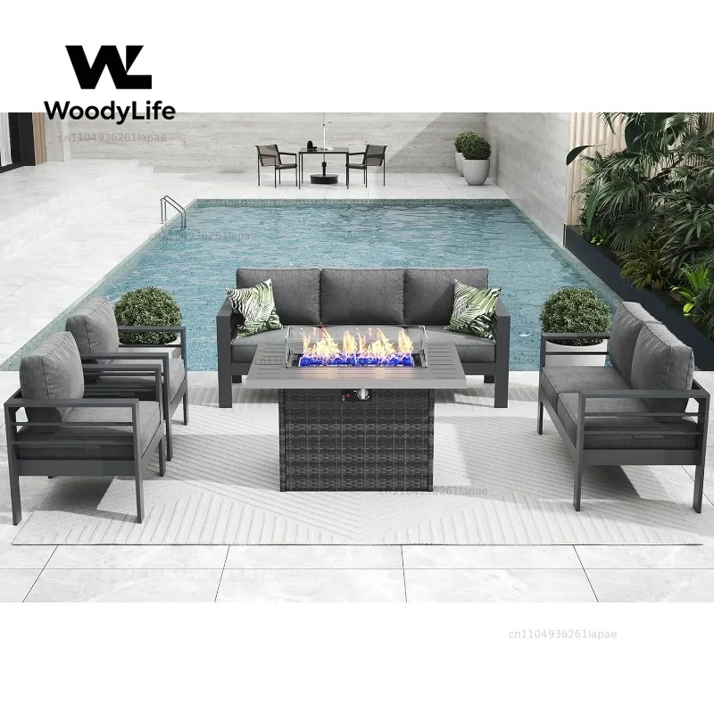 Set Furnitur Teras Aluminium M - Outdoor Furniture Fire Table ulasan dan harga