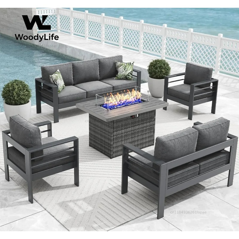 Set Furnitur Teras Aluminium M - Outdoor Furniture Fire Table ulasan dan harga