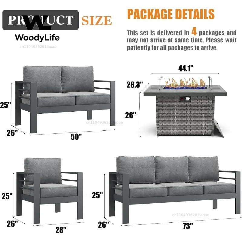Set Furnitur Teras Aluminium M - Outdoor Furniture Fire Table ulasan dan harga