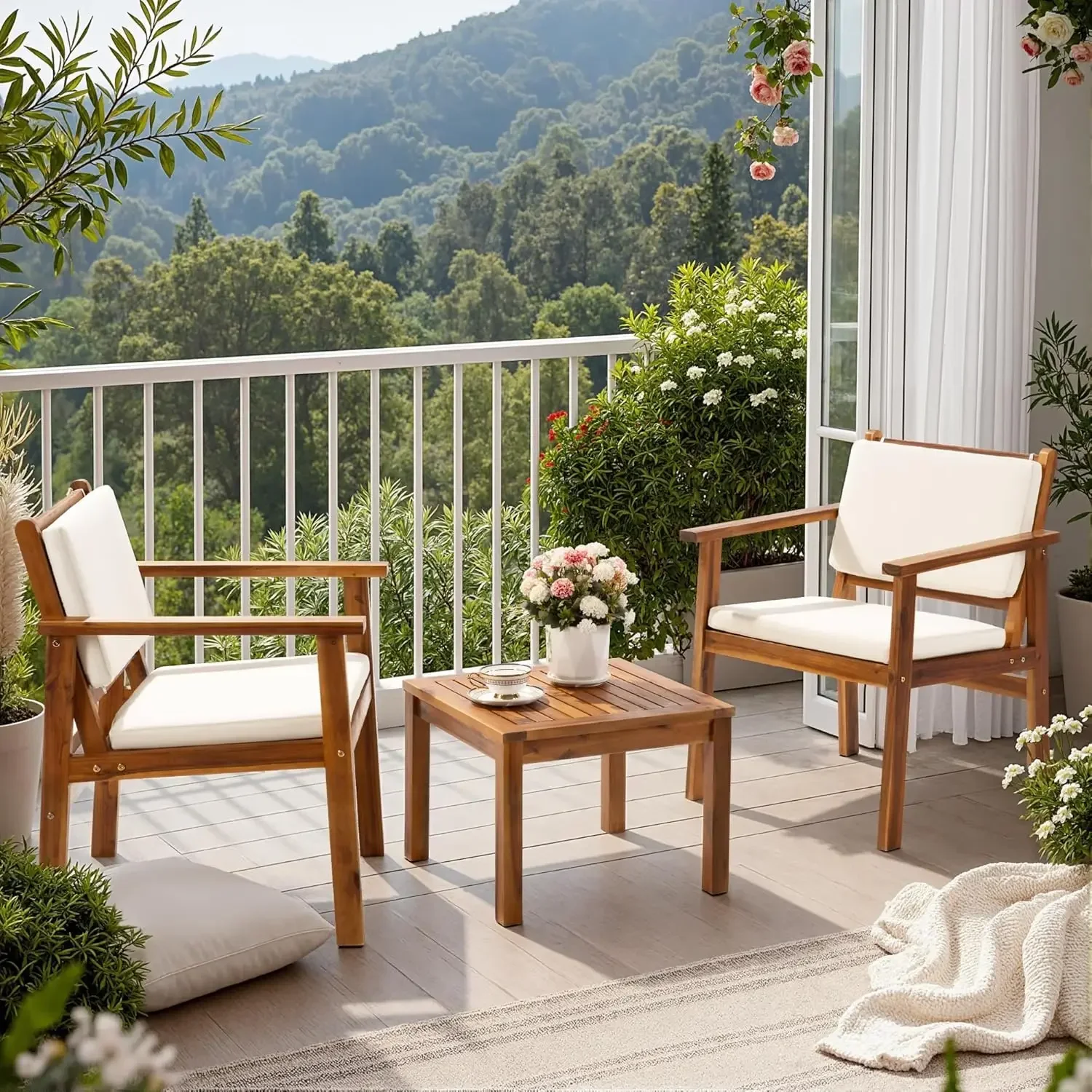 Kursi Teras 3 Buah Set Furnitu - Outdoor Furniture Table And Chairs ulasan dan harga