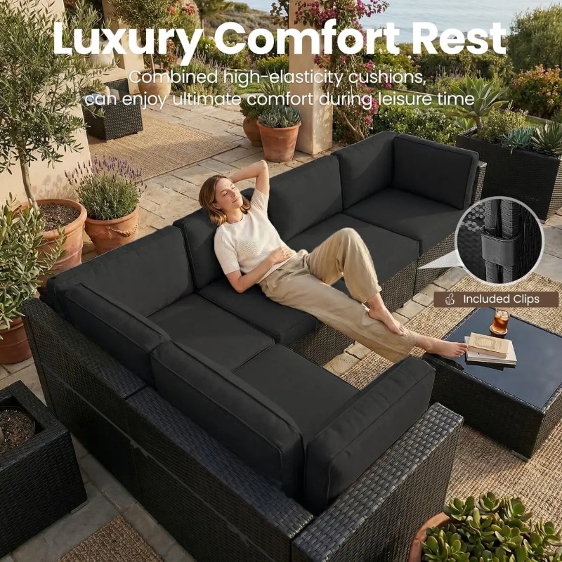 Set Sofa Anyaman 8-Potong untu - Outdoor Furniture Fire Table ulasan dan harga