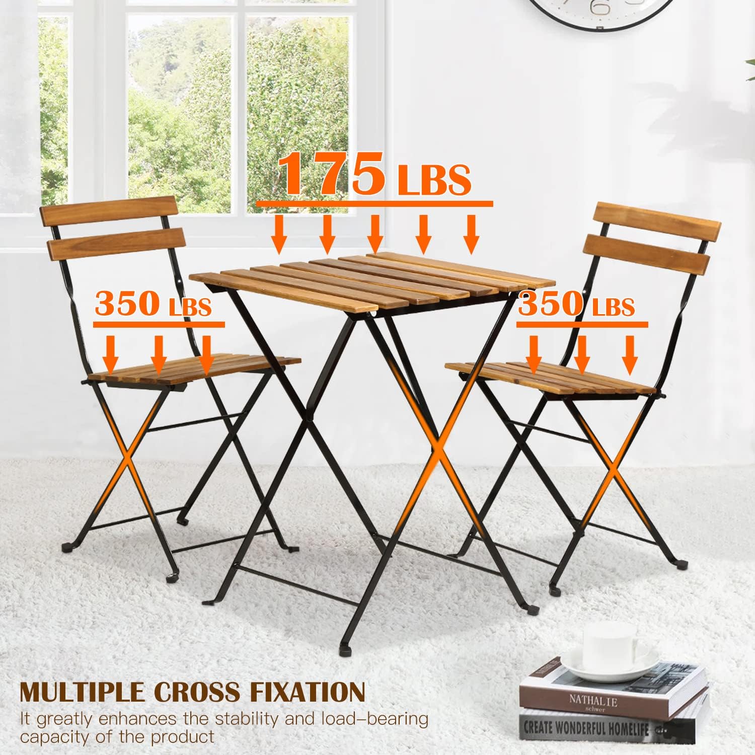 Set bistro teras lipat 3 bagia - Outdoor Furniture Table And Chairs ulasan dan harga