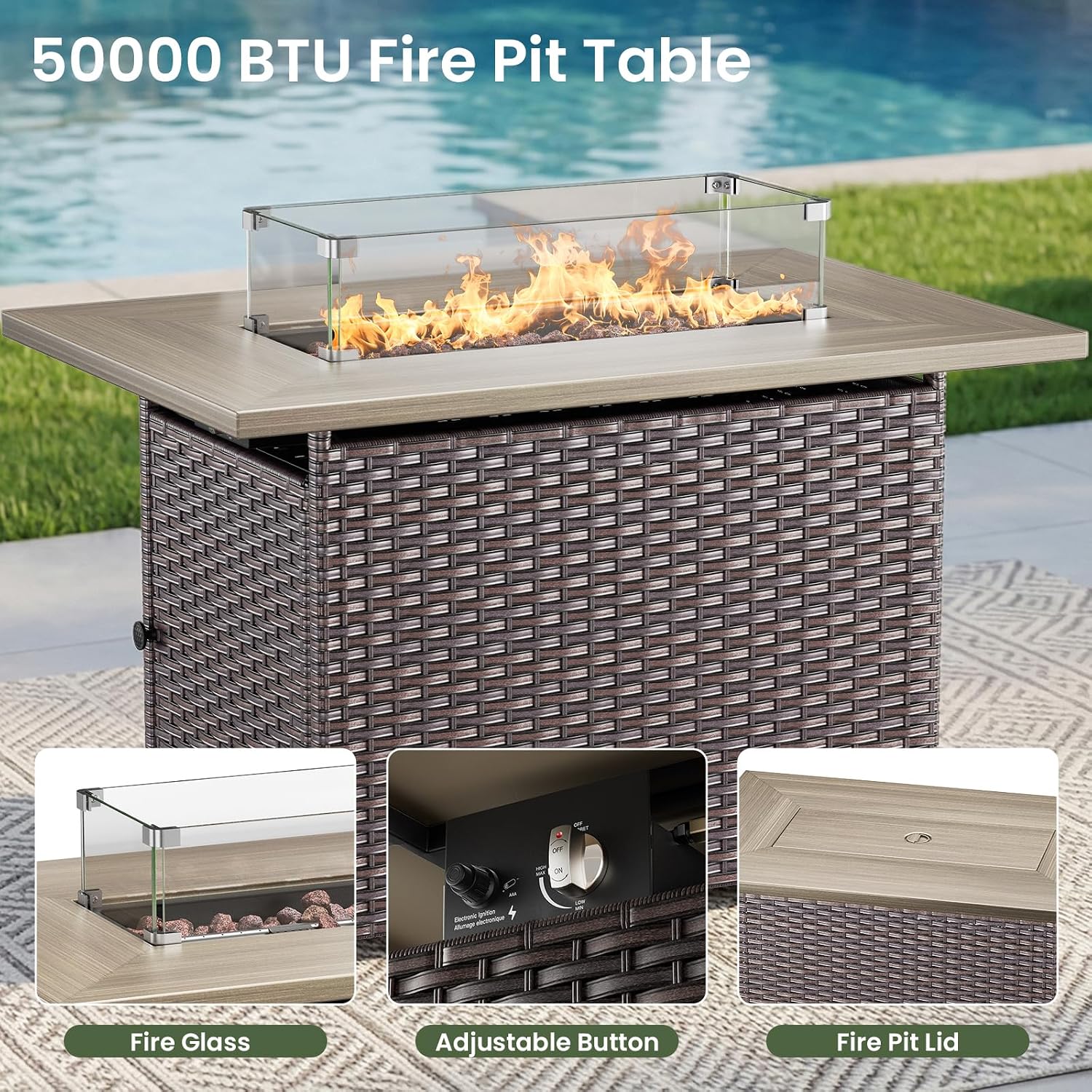 Set Perabot Teras Mewah dengan - Outdoor Furniture Fire Table ulasan dan harga