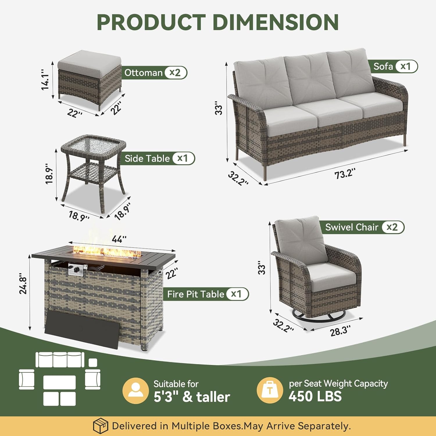 Set Patio Rotan 7 Bagian denga - Outdoor Furniture Fire Table ulasan dan harga