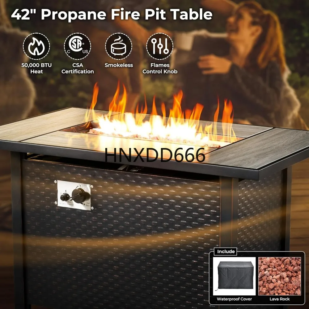 Set Furnitur Teras 8 Bagian un - Outdoor Furniture Fire Table ulasan dan harga